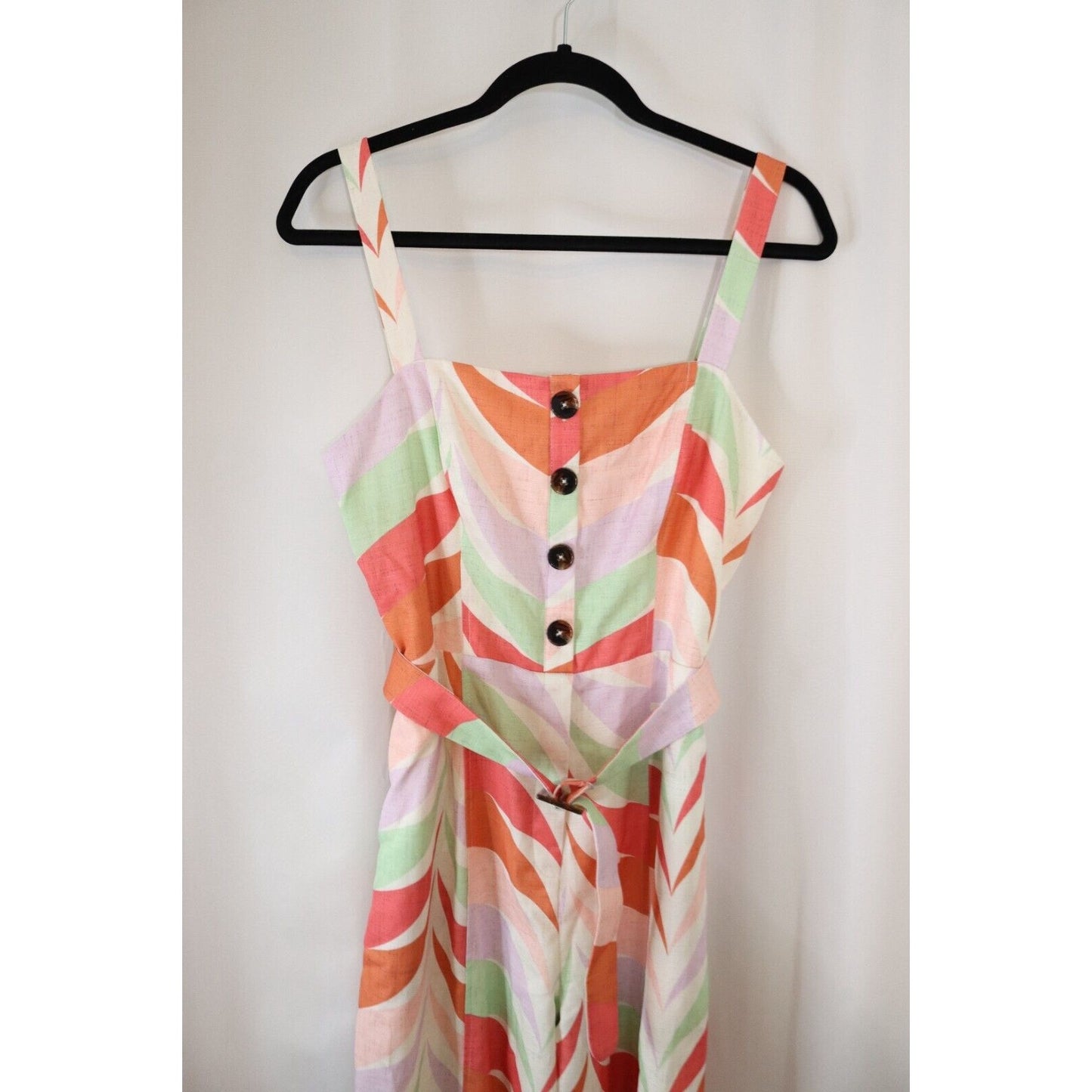 Modcloth X Hutch Wide Leg Jumpsuit Stripe Size 4 Zip Closure Lined Belt