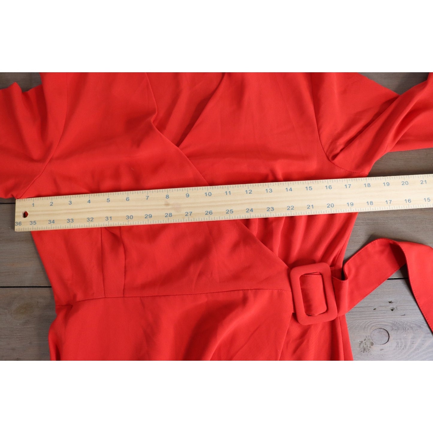 Topshop Red Wrapped Dress Size 6 Long Sleeve Polyester