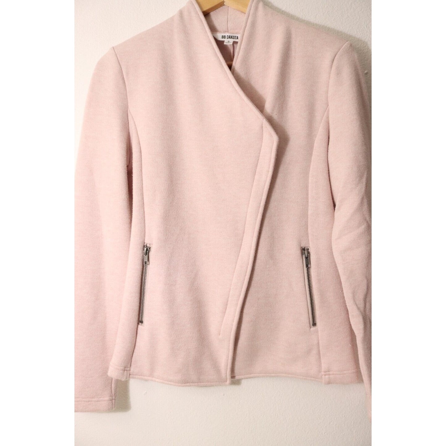 BB Dakota Pink Sweater Full Zip Pocket Size Small