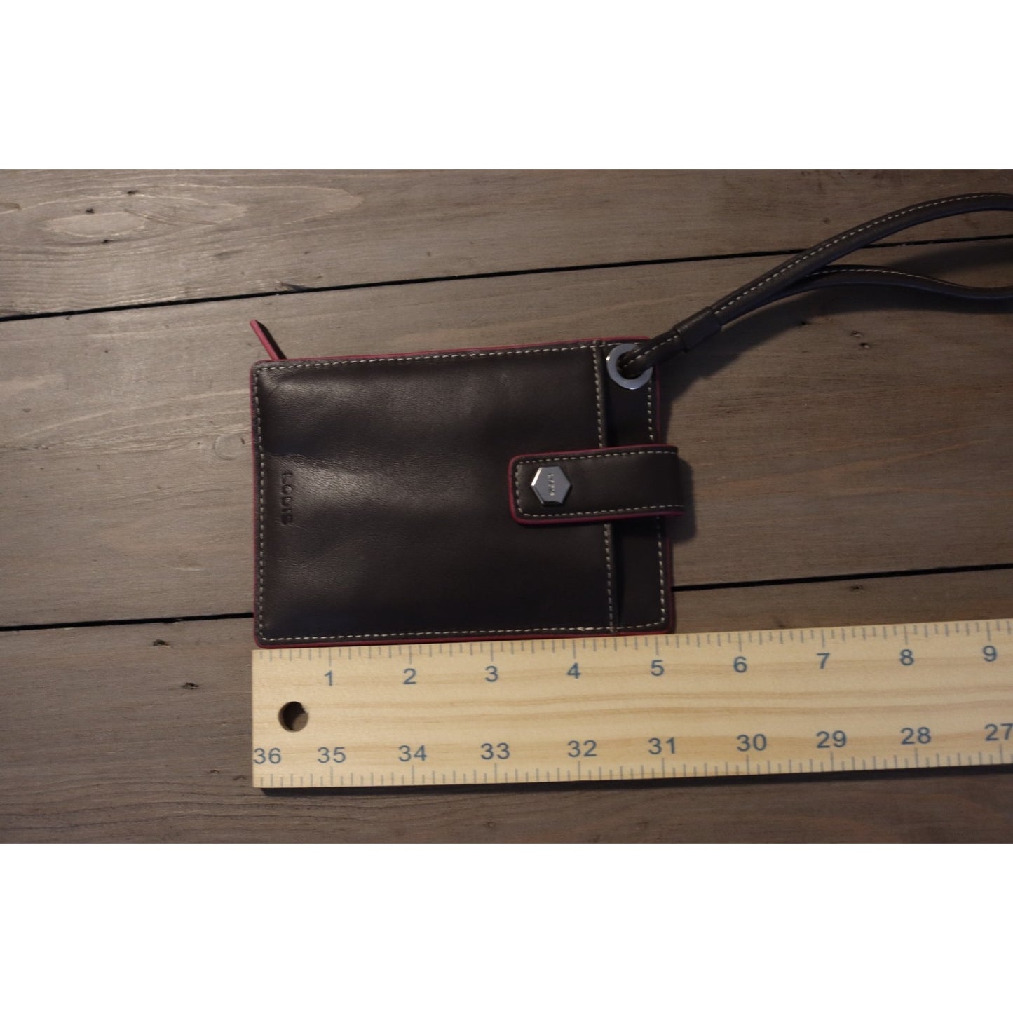 Lodis Wristlet Wallet Padded Brown Faux Leather ID Holder