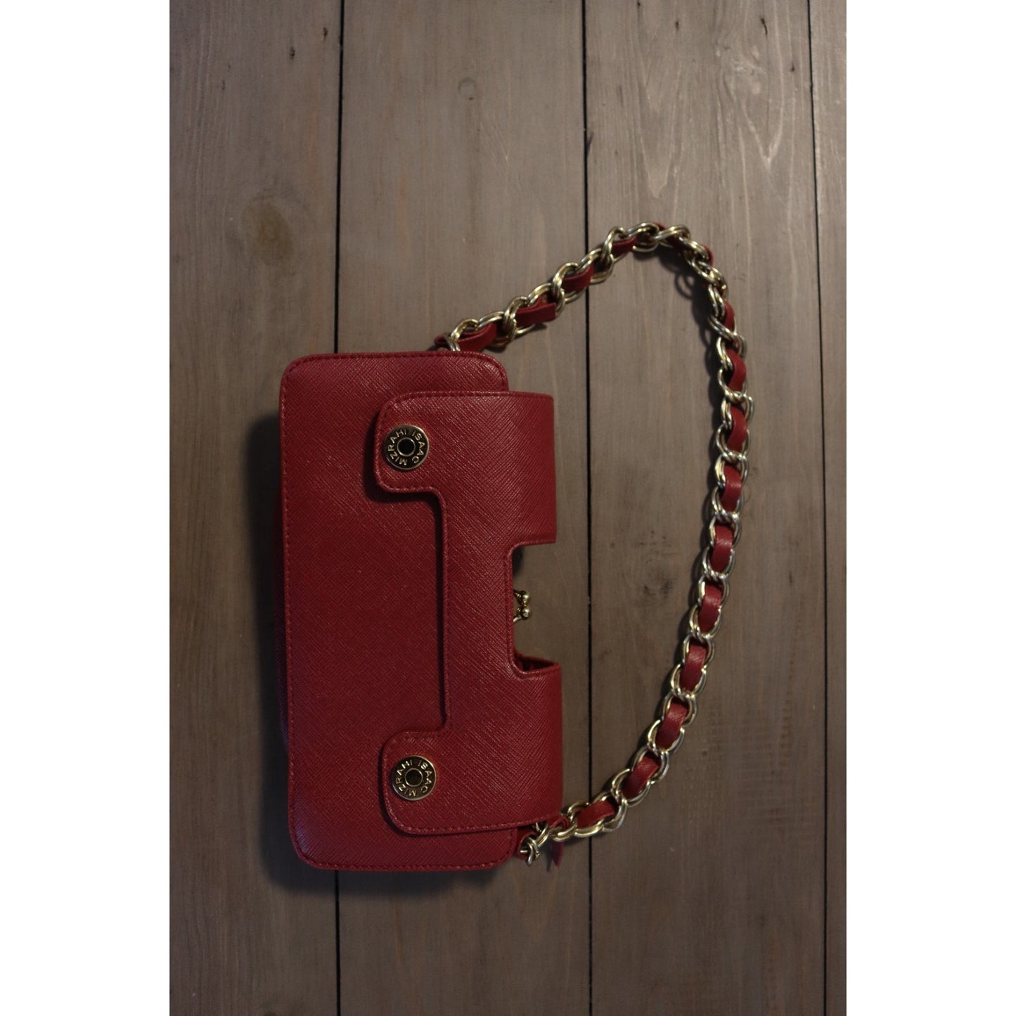 Issac Mizrahi By Target Wallet Small Red Faux Leather Gold