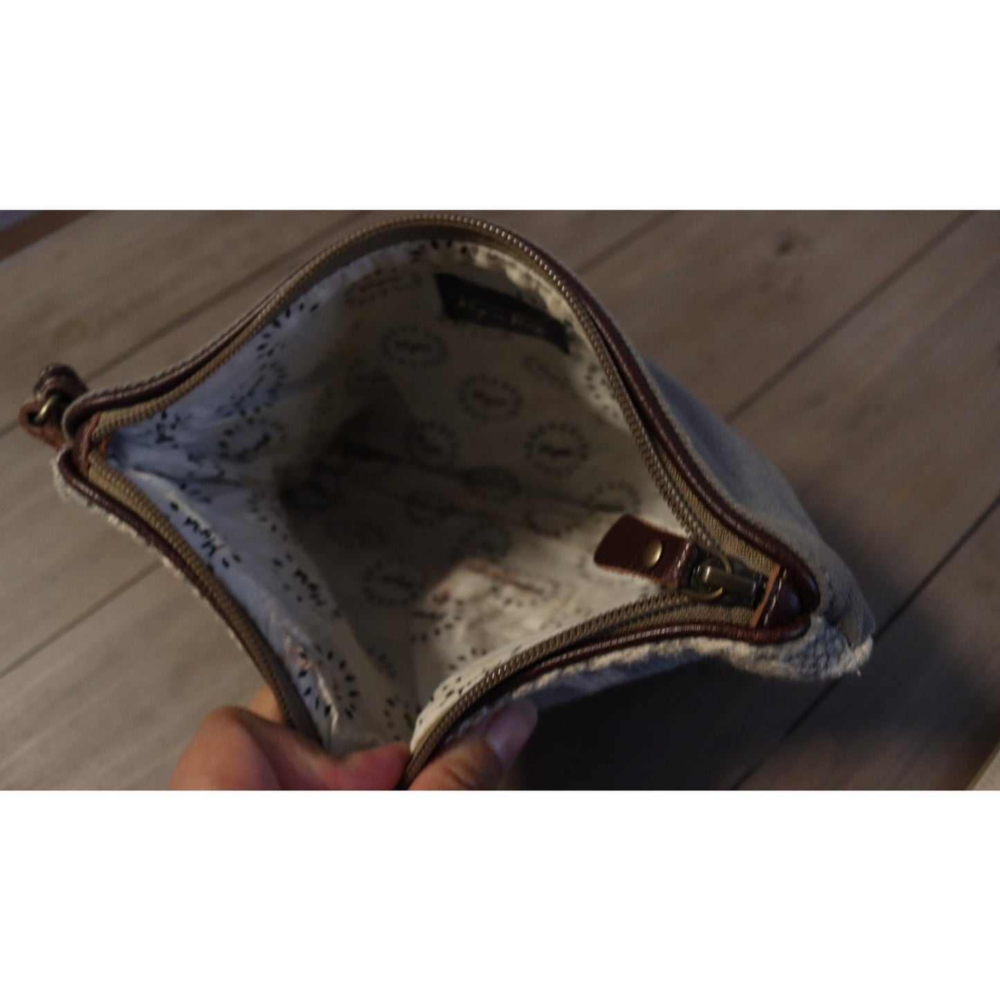 Myra Fur Wristlet Bag Grey Animal Print