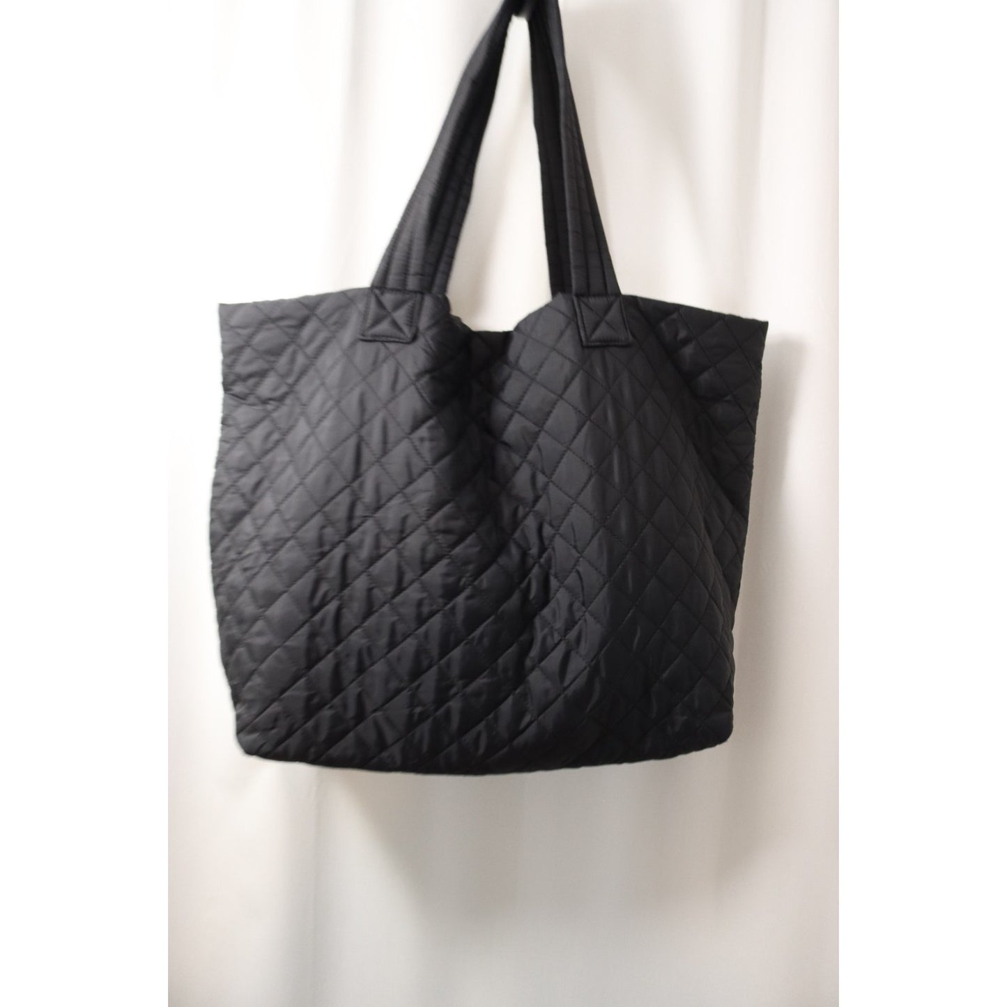 Jockey Black Quilted Tote Bag Snap Button Medium