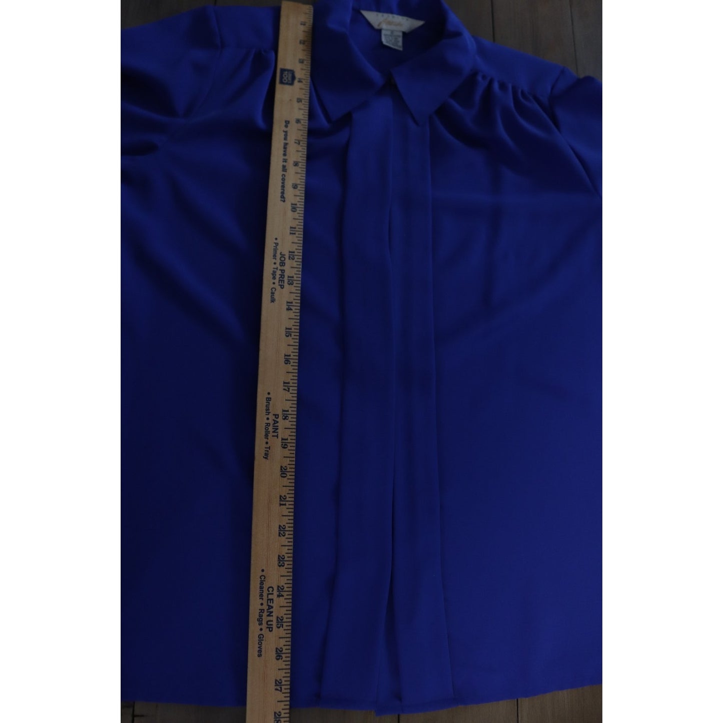 Vintage Fashion Attitudes Blue Long Sleeve Hidden Button Top Polyester Size 12