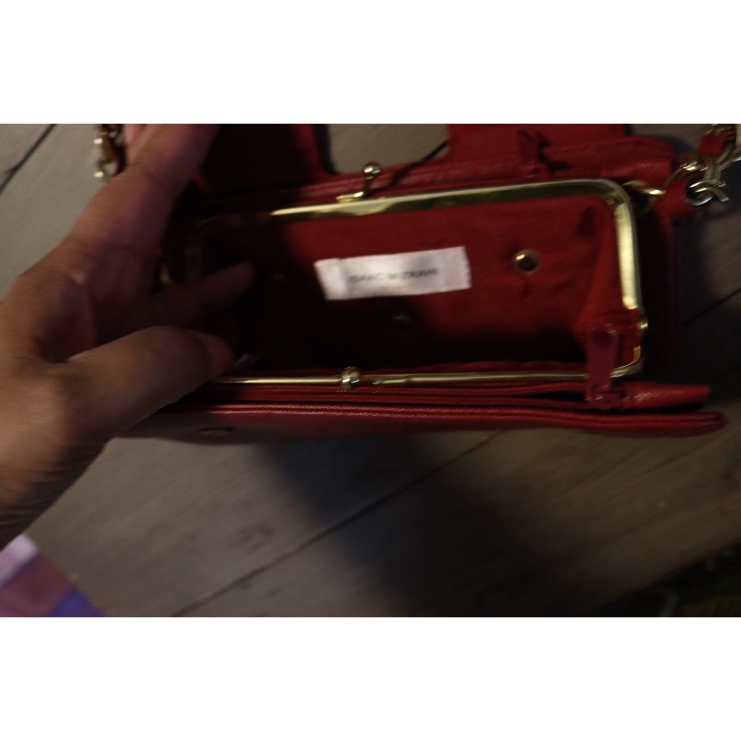 Issac Mizrahi By Target Wallet Small Red Faux Leather Gold