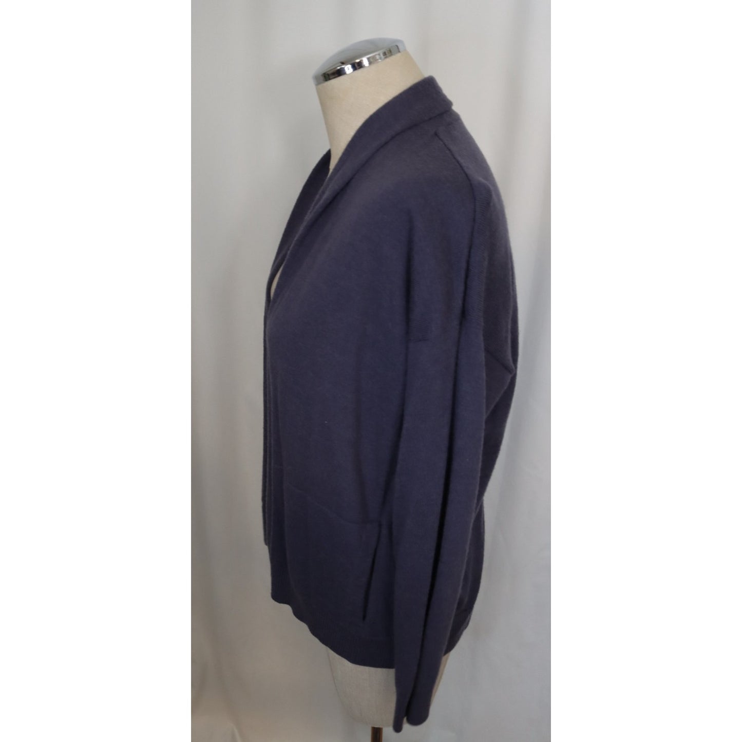 Eileen Fisher Purple Open Cardigan Size Small Merino Wool Long Sleeve