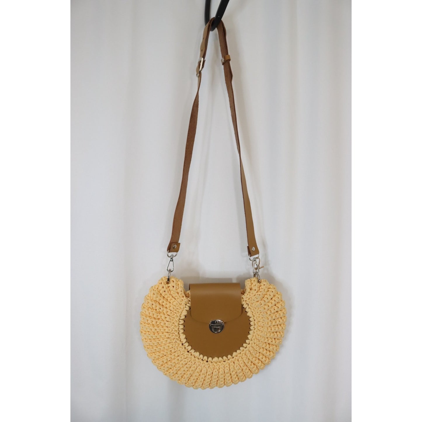 Yellow and Brown Knit Bag Crossbody