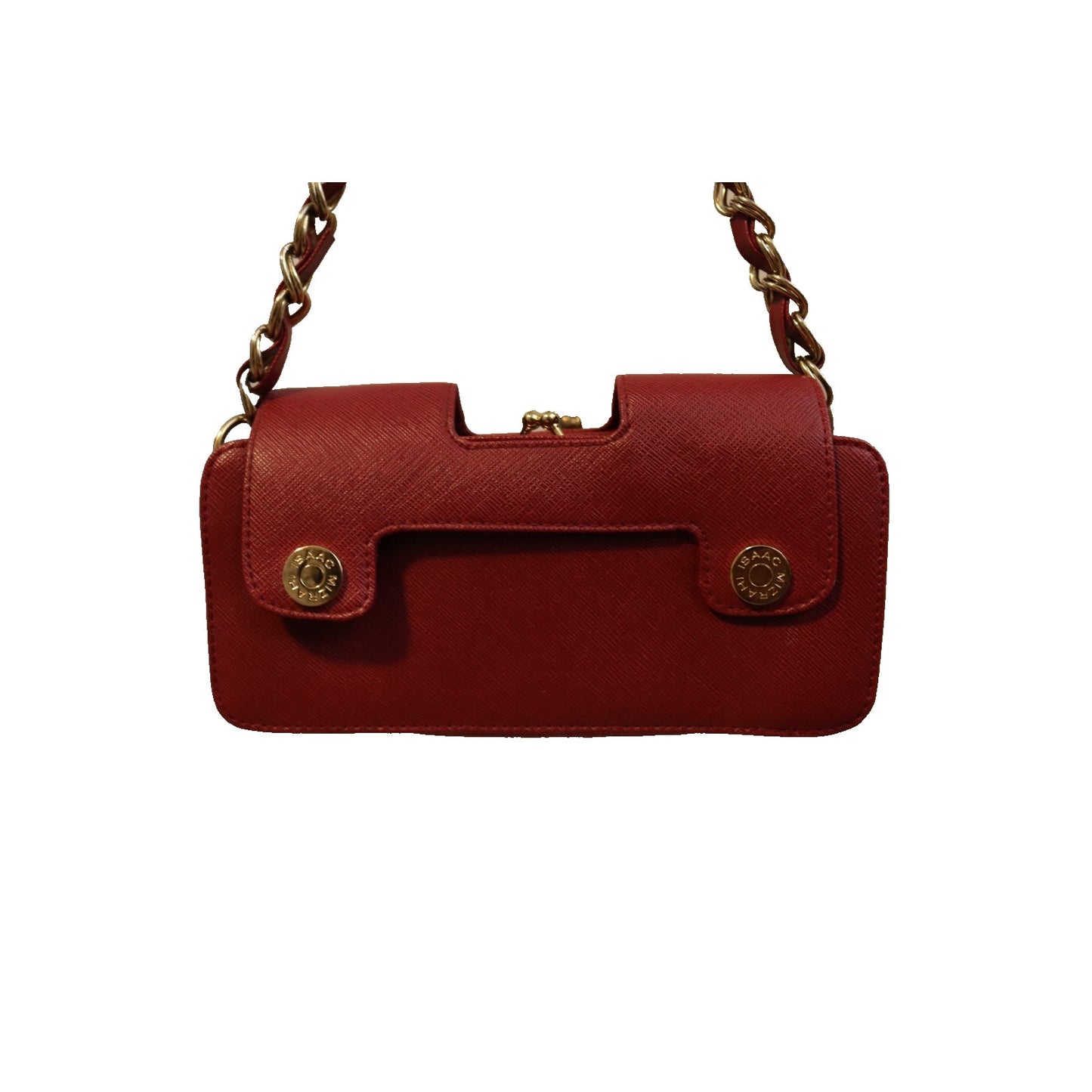 Issac Mizrahi By Target Wallet Small Red Faux Leather Gold