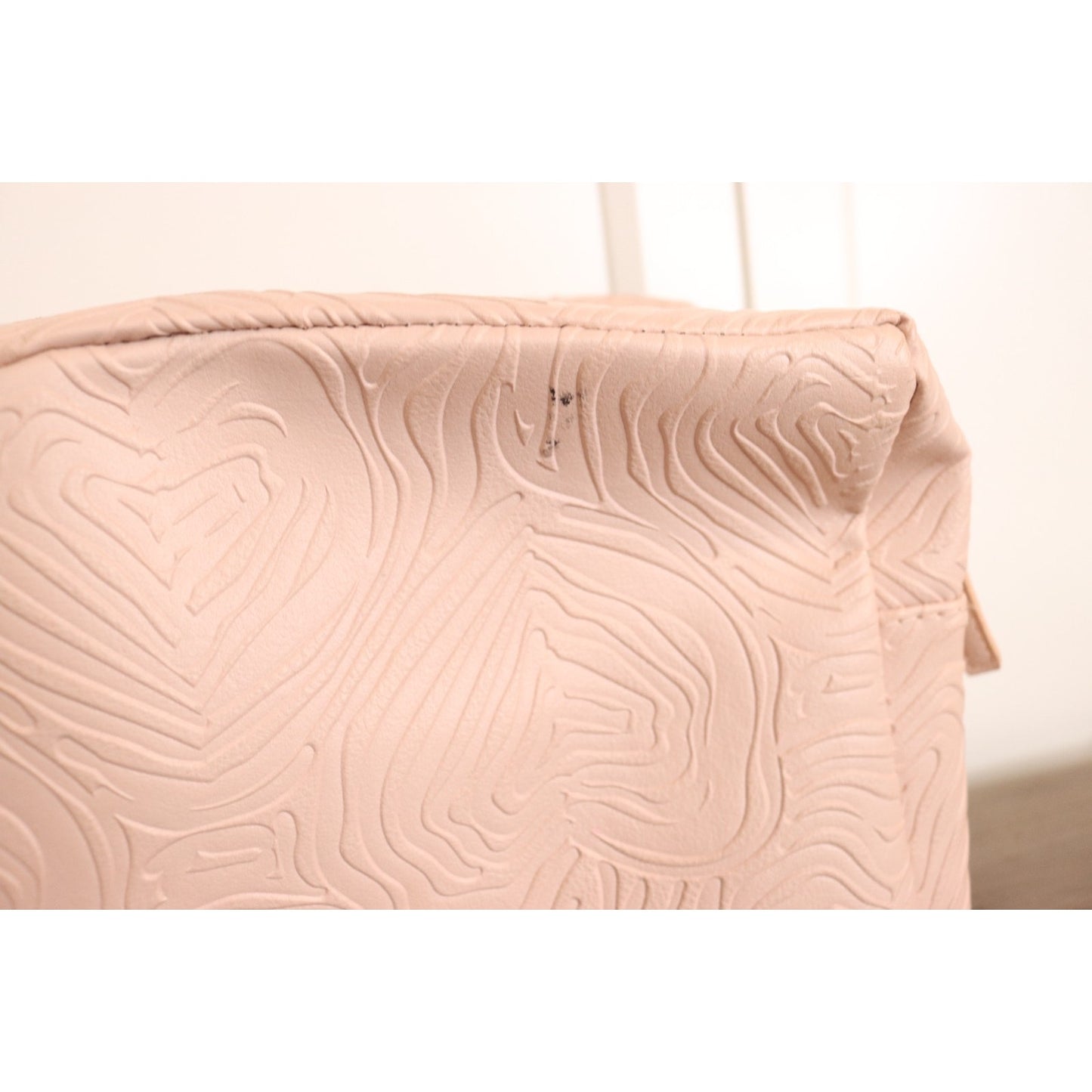 Betsey Johnson Pink Large Makeup Bag Double Zip Embossed