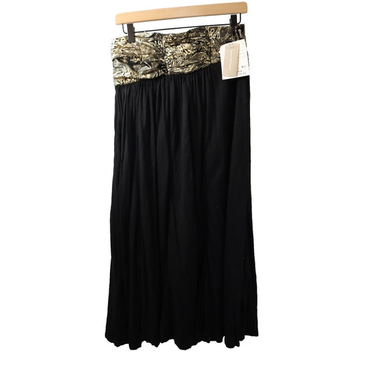 NWT Vintage Ok Sam Black and Gold M/L Rayon Skirt