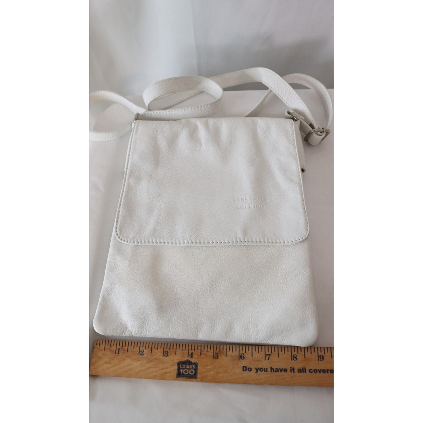 Vera Pelle White Crossbody Soft Leather Adjustable Made in Italy