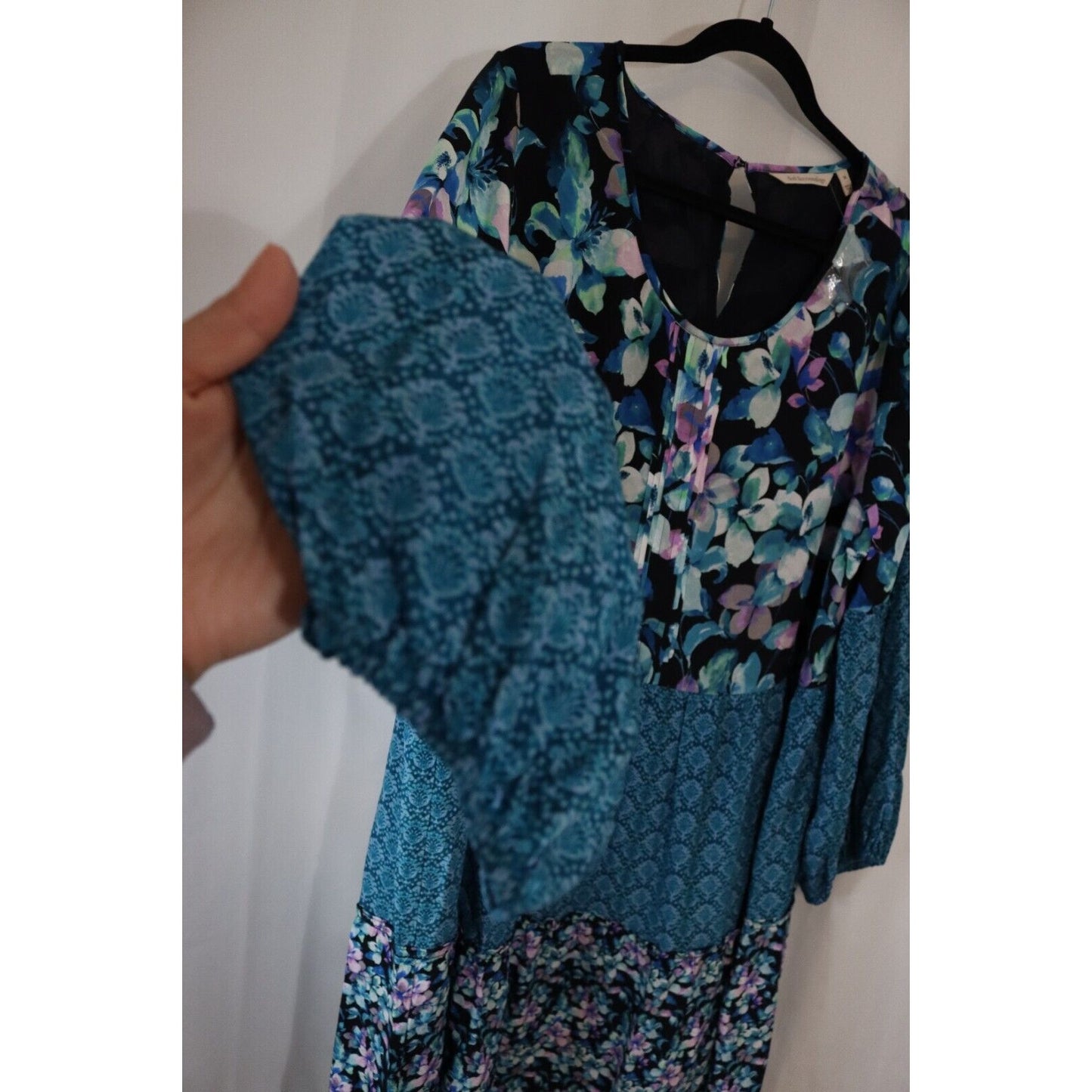 Soft Surrounding Long Sleeve Dress/Top Viscose Blue Floral