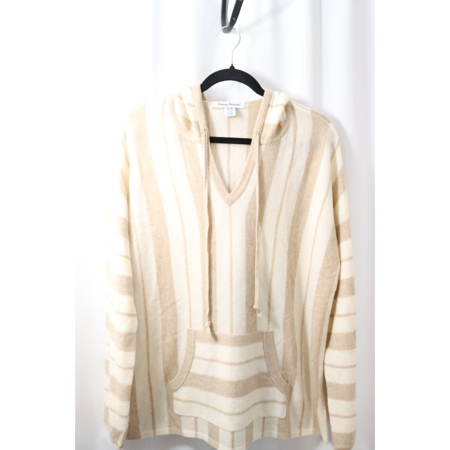 Tommy Bahama Medium Wool/Cashmere V Neck Long Sleeve Hoodie Lightweight