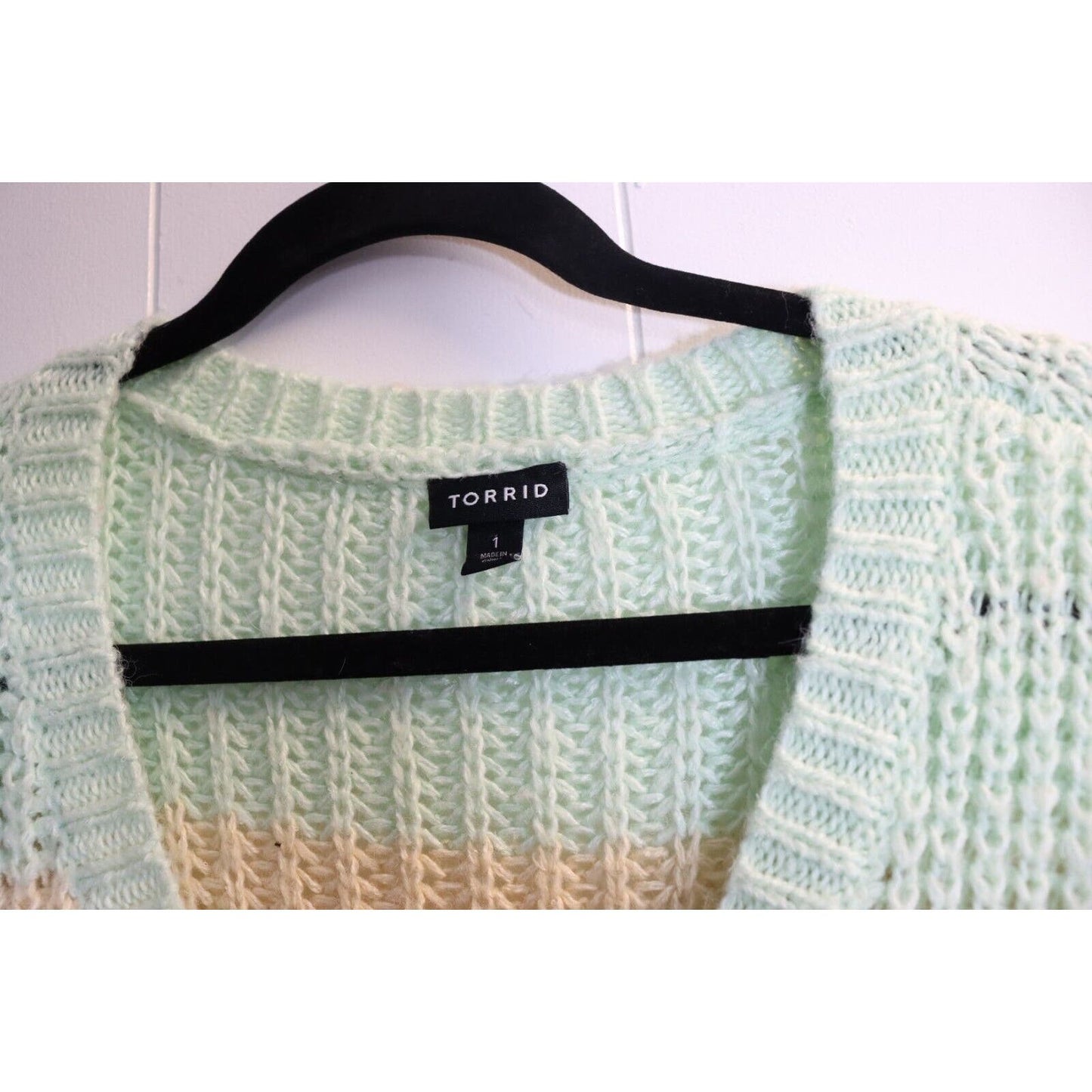 Torrid Sweater Chunky Knit V-neck Striped Pullover Boho Plus Sz 1 (1X)