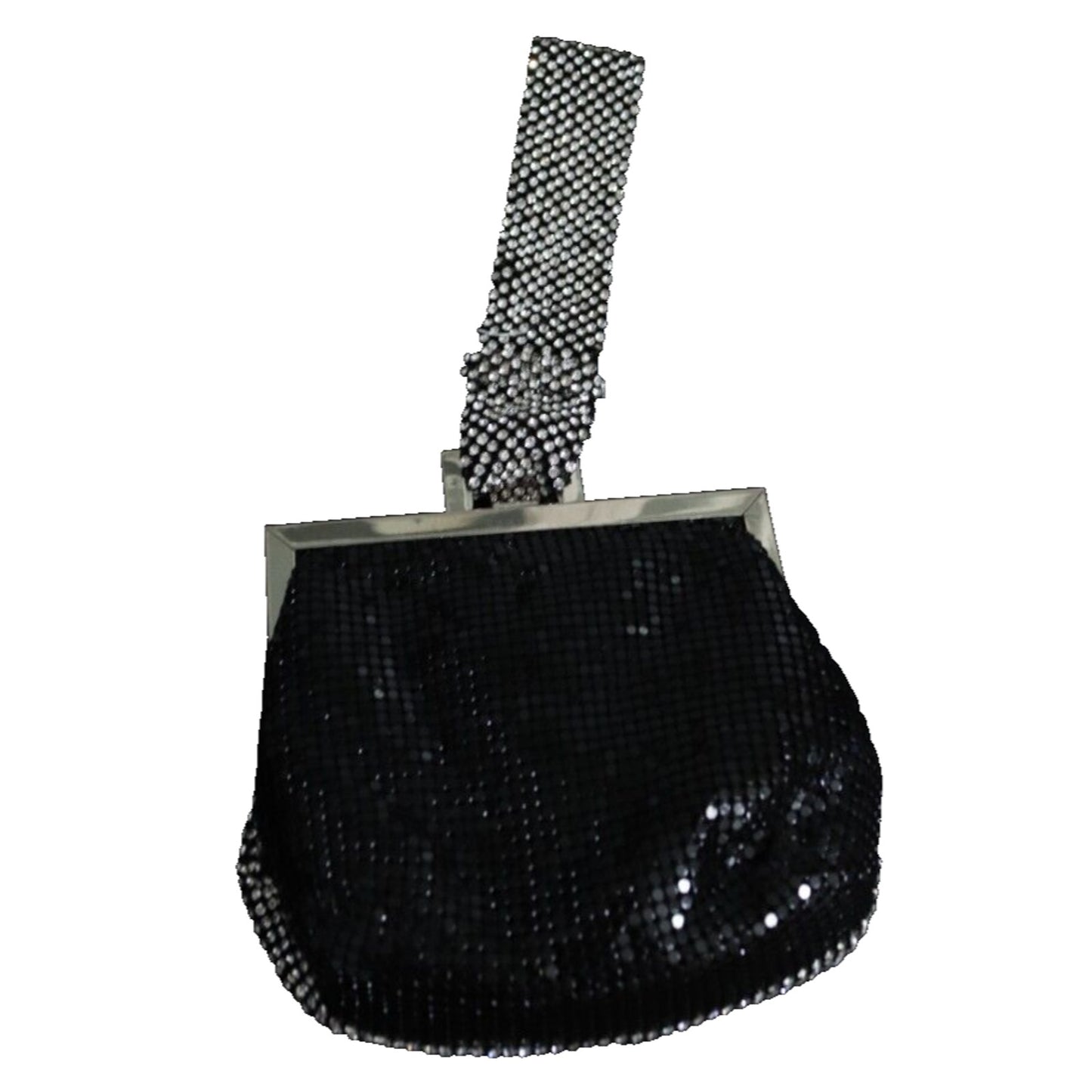 Unbranded Evening Bag Black and Silve Rhinestone with Crossbody Strap