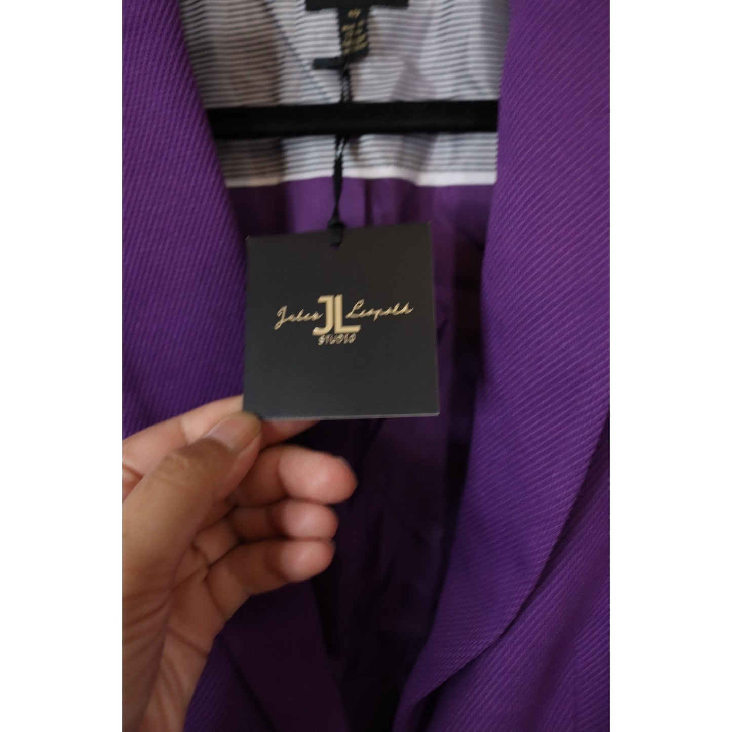 NWT Jules Leopald Studio Purple Blazer Size Small One Button Long Sleeve