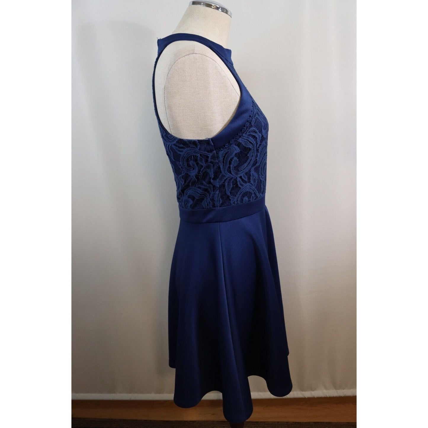 Francesca Blue Fit and Flare Dress Size Medium Halter