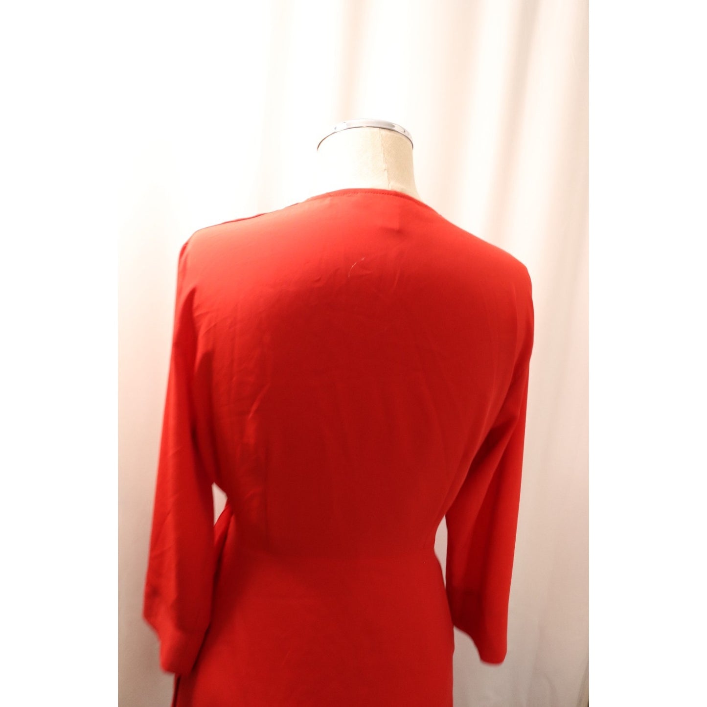 Topshop Red Wrapped Dress Size 6 Long Sleeve Polyester