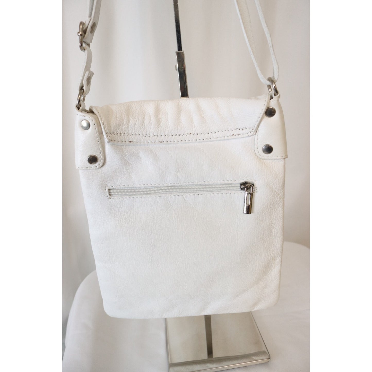 Vera Pelle White Crossbody Soft Leather Adjustable Made in Italy