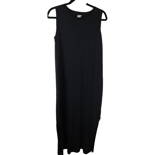 Lands End Maxi Plain Black Dress Sleeveless Size Large (14-16)