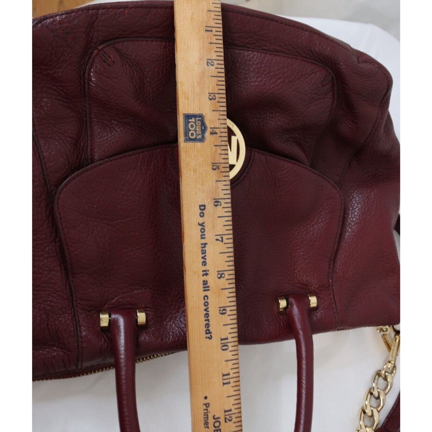 Michael Kors Maroon Crossbody Top Satchel Bag Soft Leather Flaws