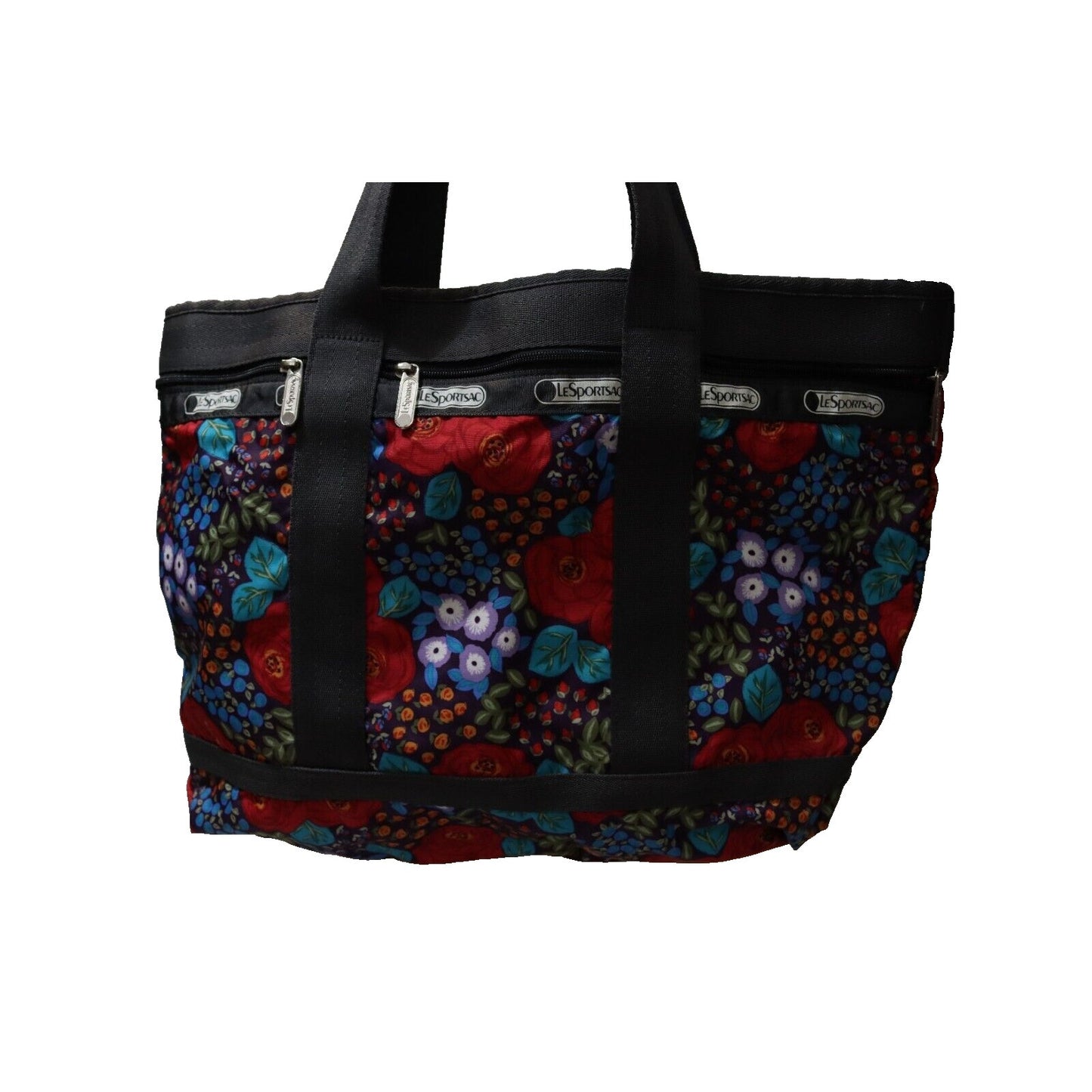 LeSportsac Travel Tote Bag Grey Multicolor Double Handle