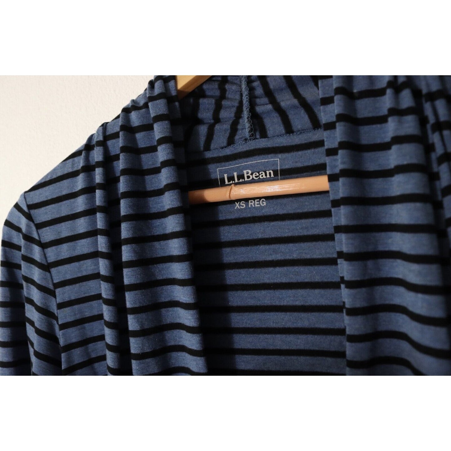 L.L. Bean Cardigan Stripe Blue and Black Size XS Open Long Sleeve