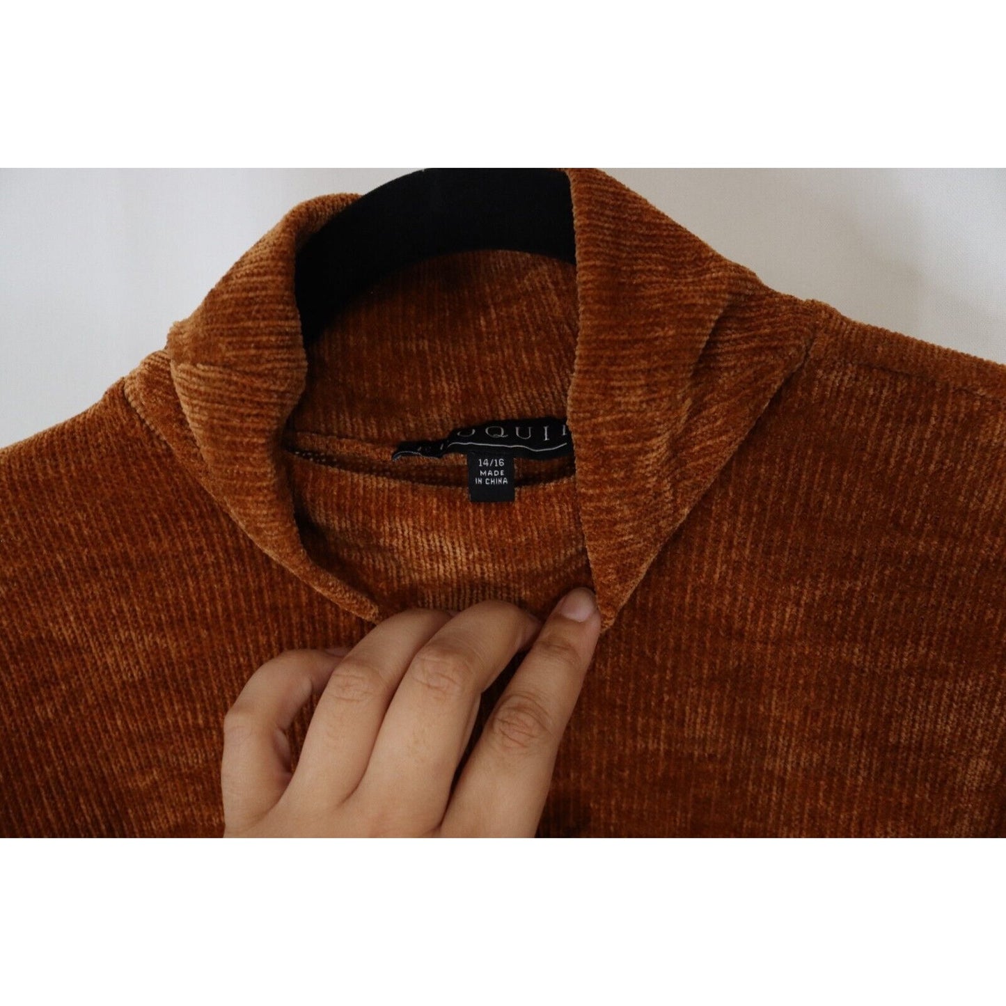 Eloquii Burnt Orange Turtleneck Sweater Soft Corduroy Sleeve Casual 14/16