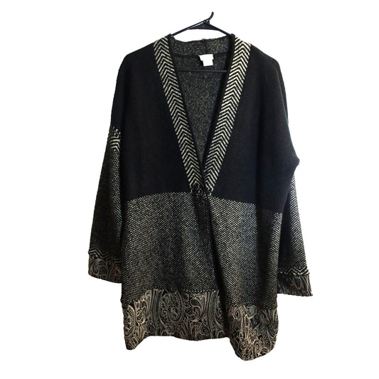 Chico Cardigan Size 2/L Black Grey