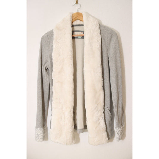 Saturday Sunday Anthropologie Faux Fur Cozy Fall Sweater Cardigan Medium