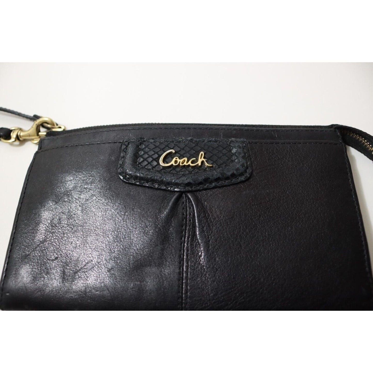 Coach Black Leather Wristlet/Wallet