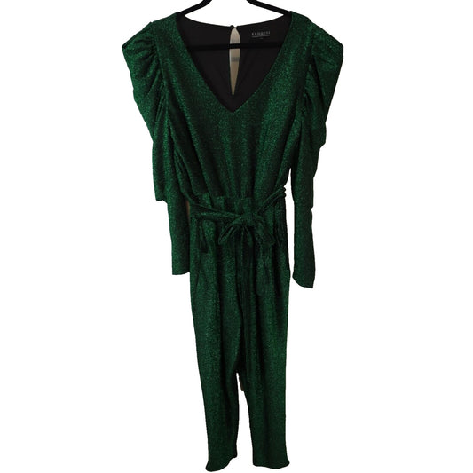 Eloquii Jumpsuit Green Sparkly Evening Wear Size 16 Pockets Belt