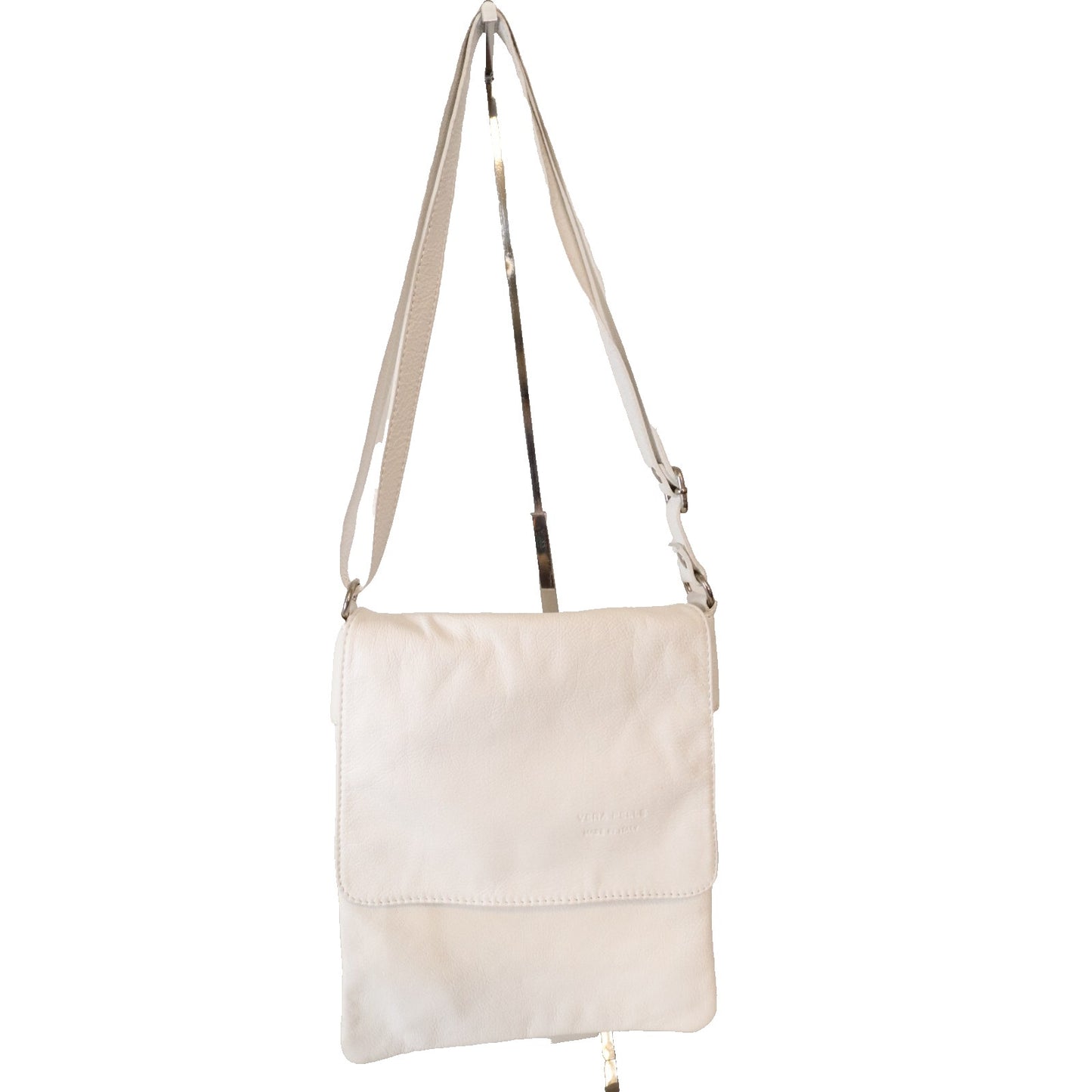 Vera Pelle White Crossbody Soft Leather Adjustable Made in Italy