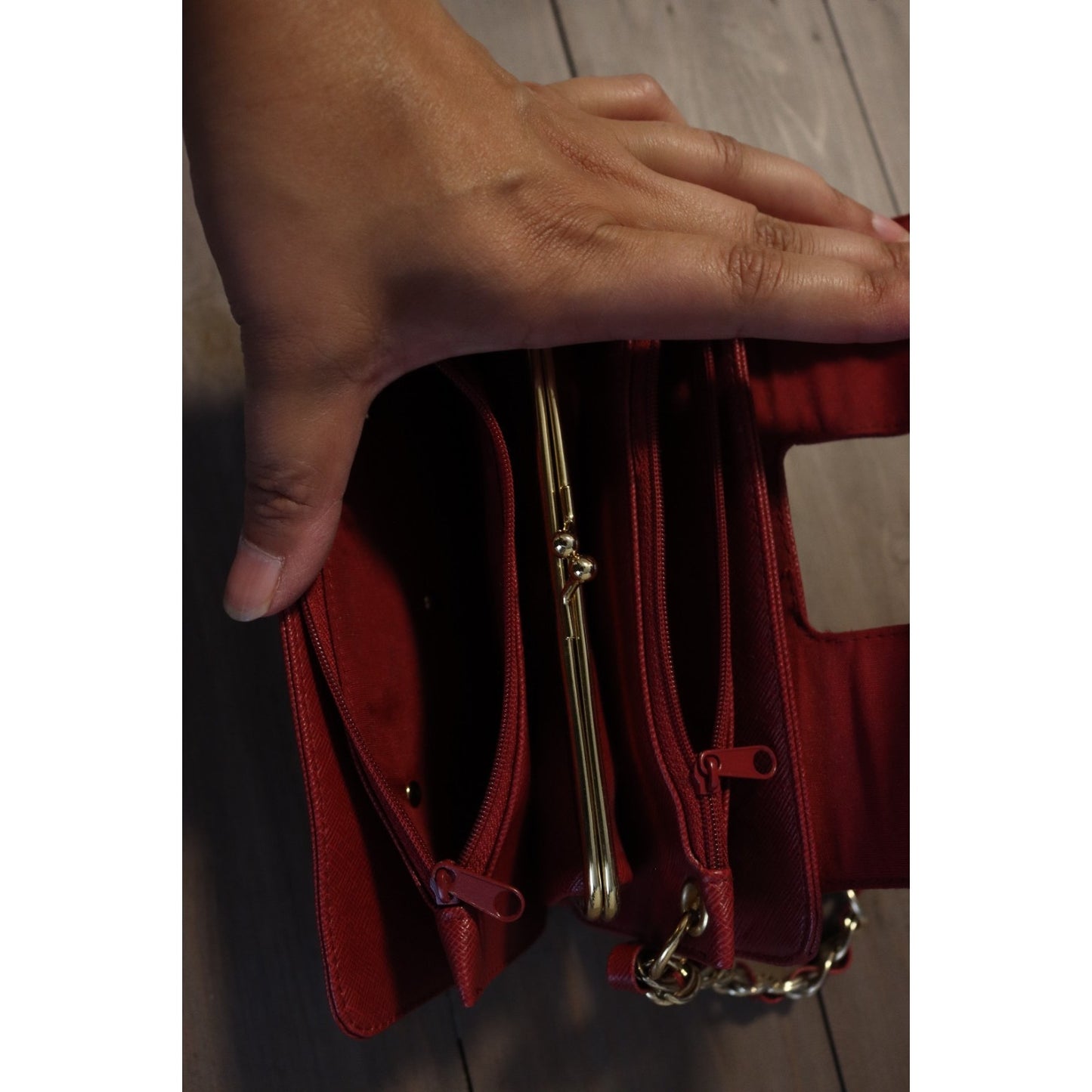 Issac Mizrahi By Target Wallet Small Red Faux Leather Gold