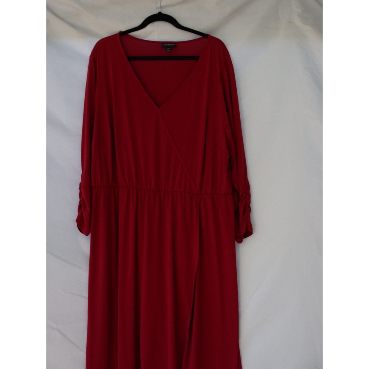 Lane Bryant Red Faux Wrap Dress Size 22/24 High Low Long Sleeve