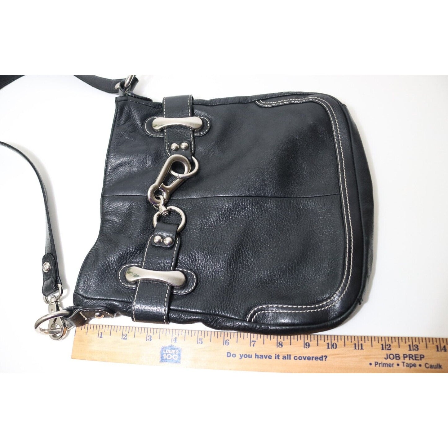 B Makowsky Black Leather Crossbody Handbag