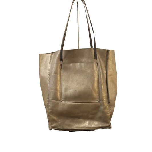 Brooklyn Industries Grey Metallic Tote Bag Leather Floppy