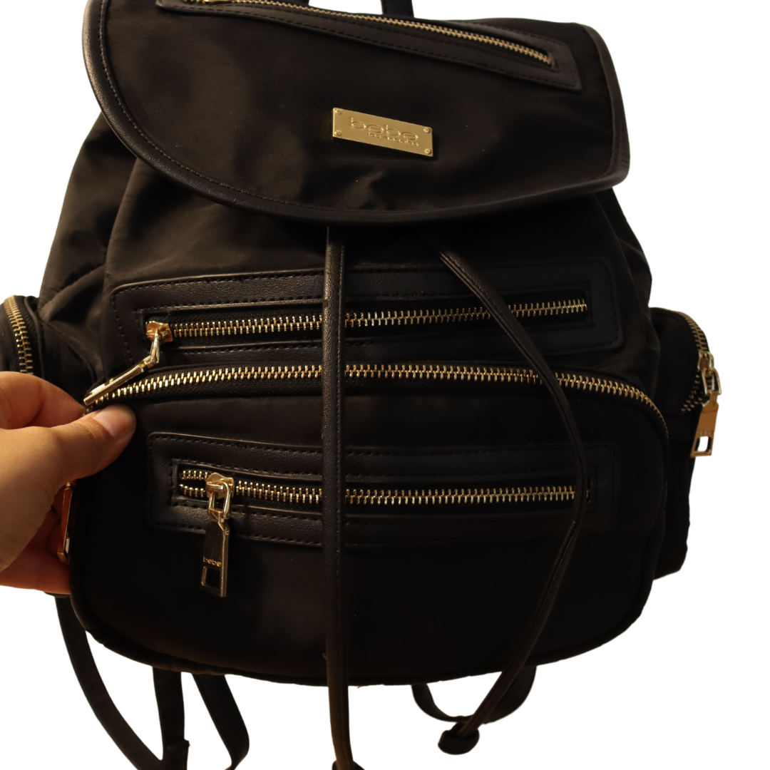 Bebe black with gold accent backpack