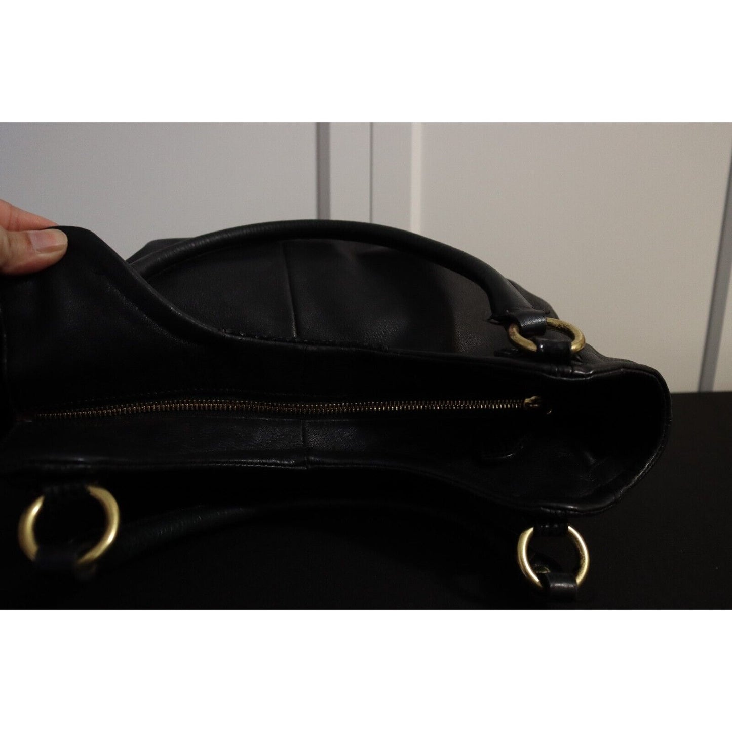 Coach Black Leather Hobo Shoulder Bag Gold Hardware F23308