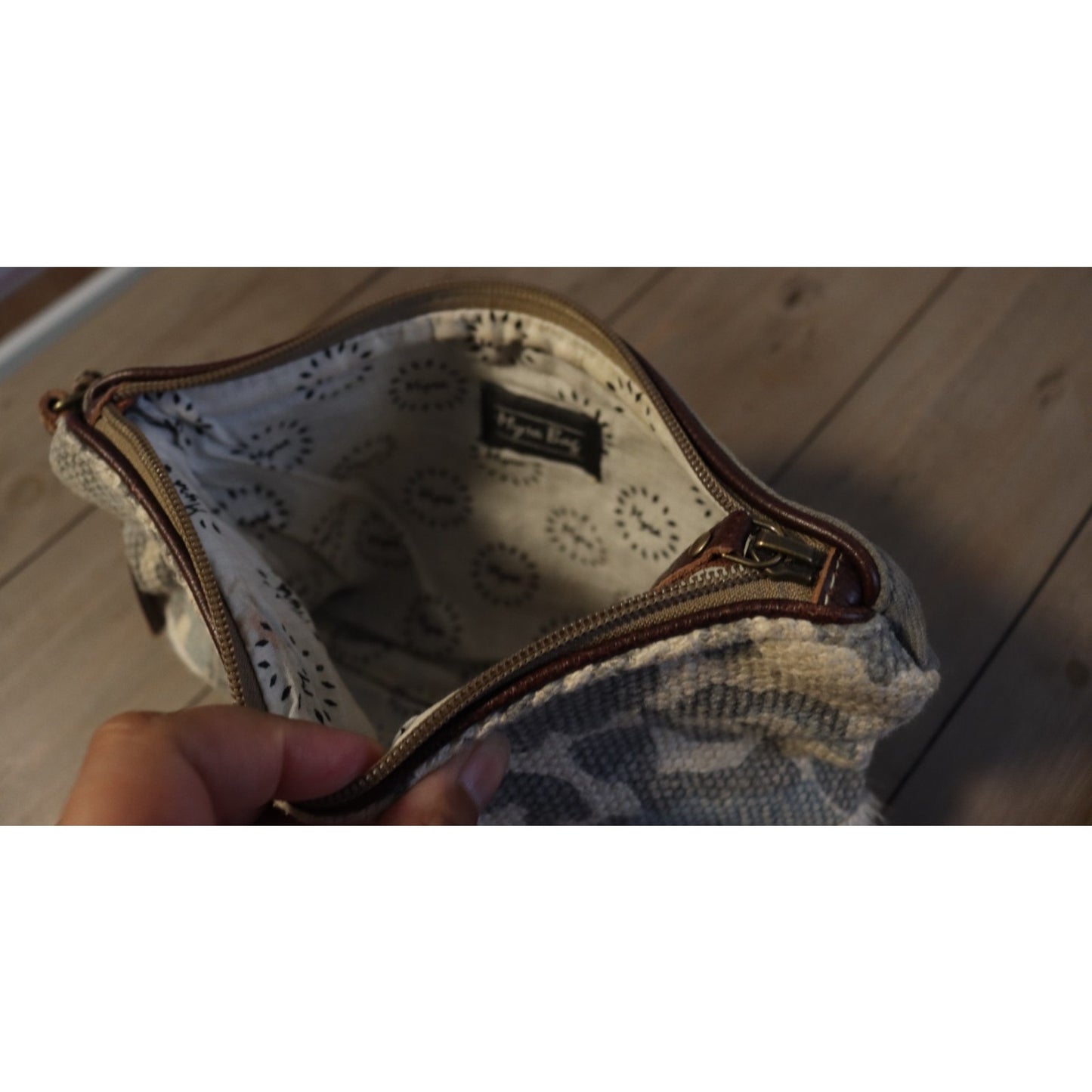 Myra Fur Wristlet Bag Grey Animal Print