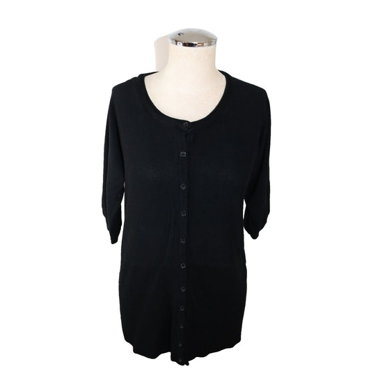 Vintage Lauren Michelle Black Cardigan Size XL 3/4 Sleeve Button Down