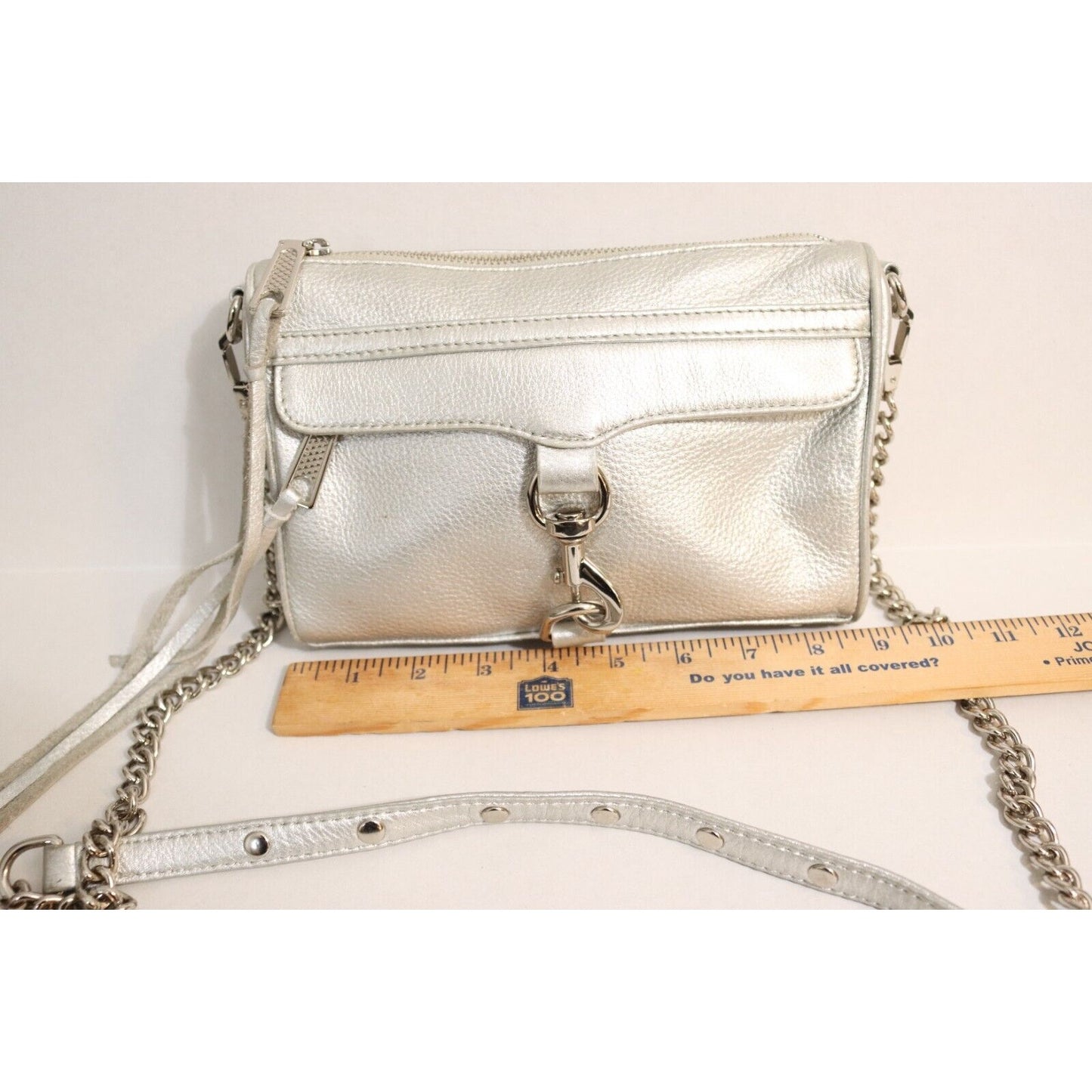 Rebecca Minkoff Silver Leather Chain and Leather Crossbody Strap