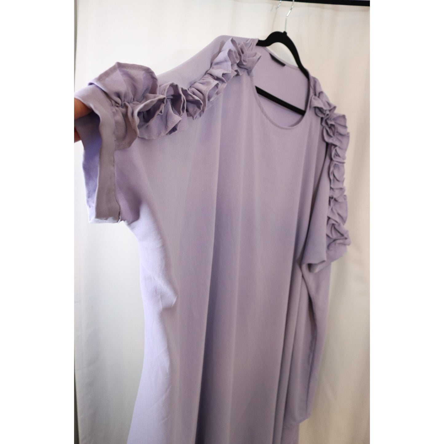Lilac Lavender Short Sleeve Batwing Abaya Jilbab Short Round Bottom