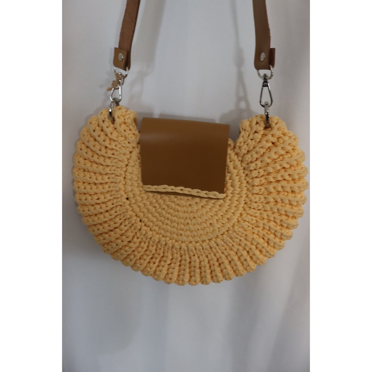 Yellow and Brown Knit Bag Crossbody