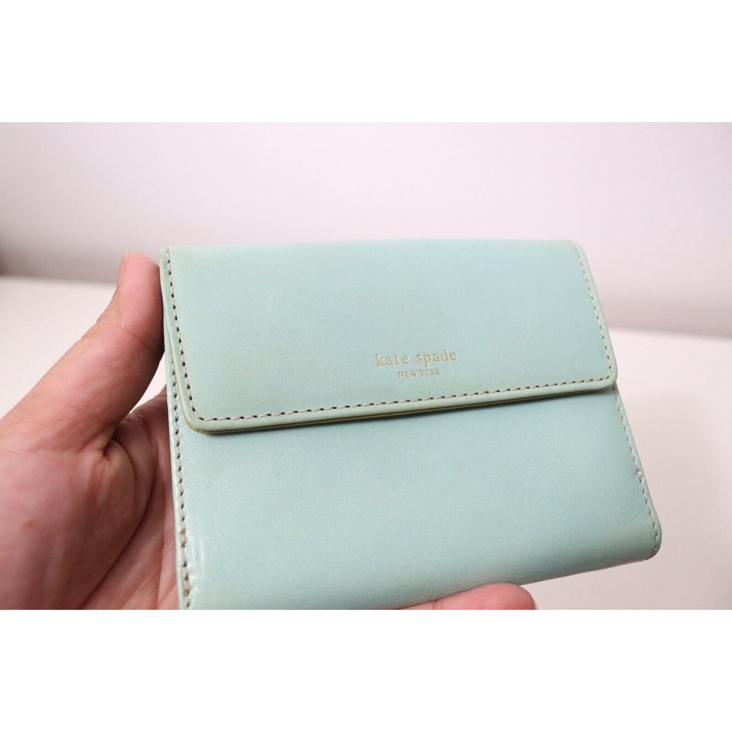 Kate Spade Teal Wallet Pool/Moss Foldable Credit Card Green Inside