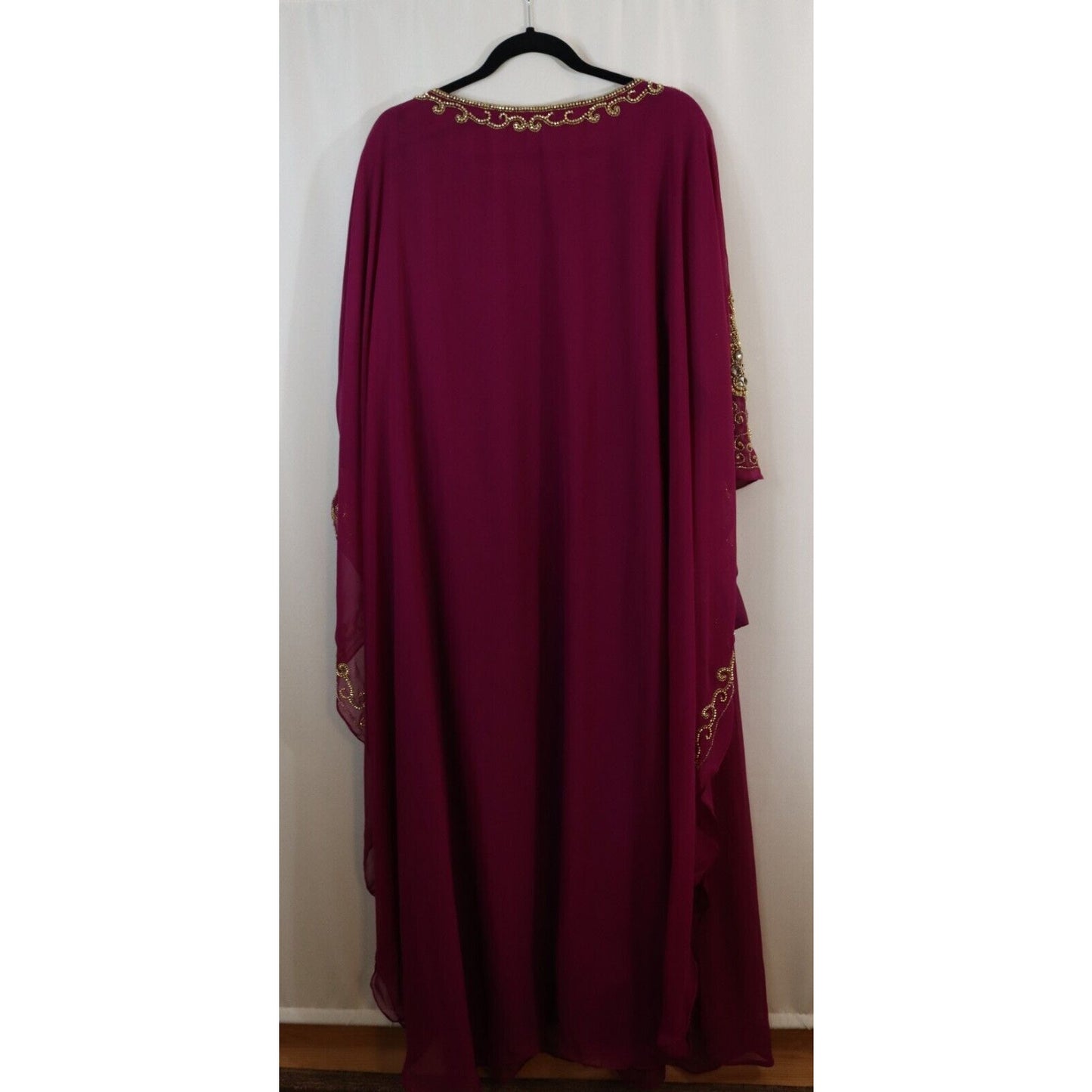 Abaya Kaftan Purple Beaded Long Maxi Lined