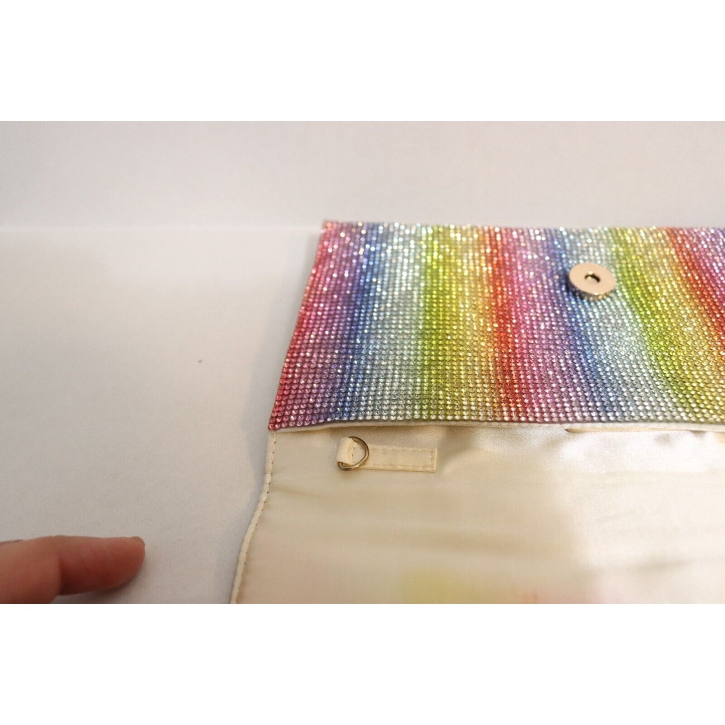 Nina Rainbow Clutch Multicolor Evening Bag No Strap Flaw