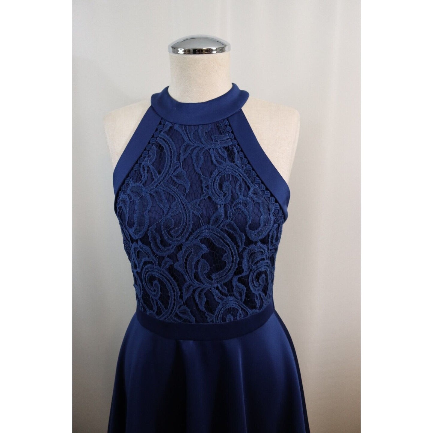 Francesca Blue Fit and Flare Dress Size Medium Halter