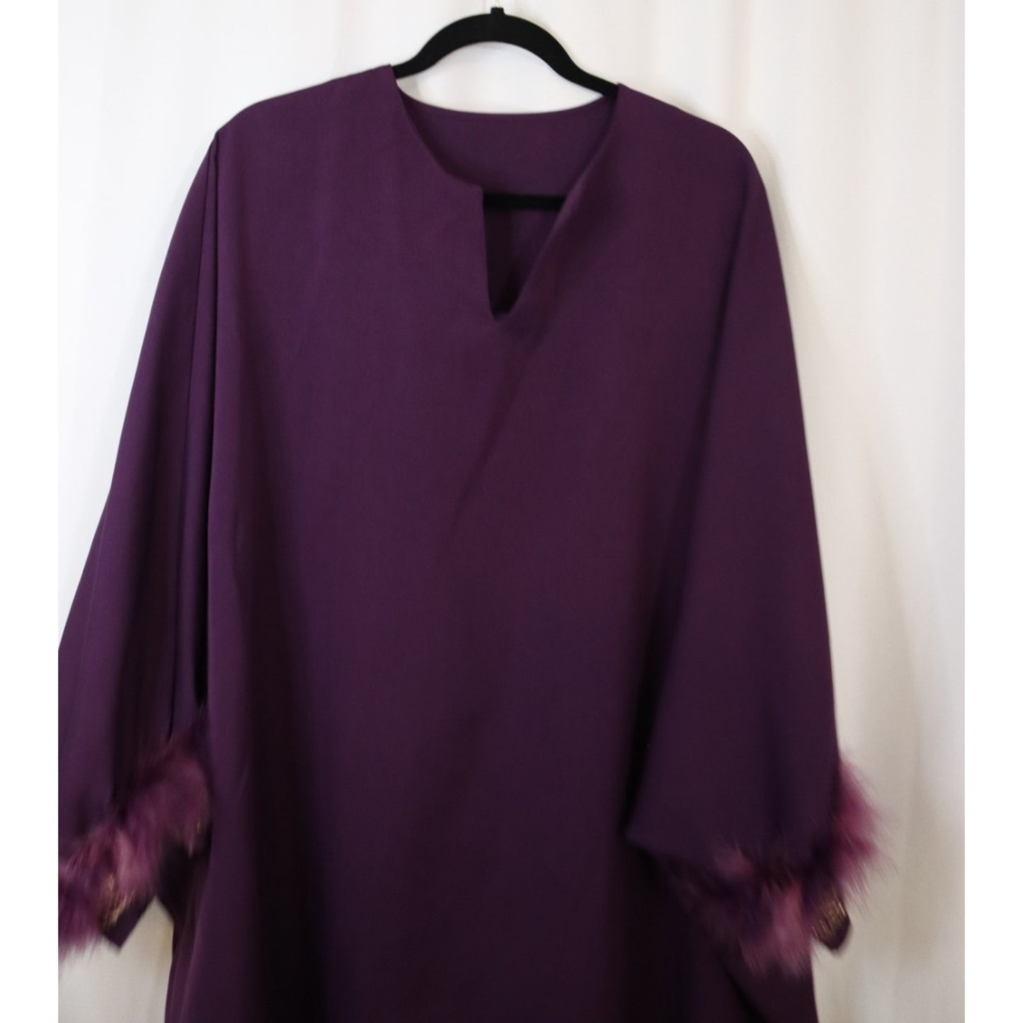 Kaftan Abaya Jilbab Purple Batwing Thick Short Sleeve