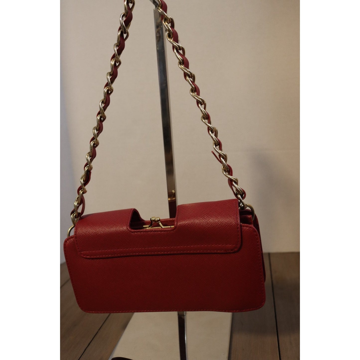 Issac Mizrahi By Target Wallet Small Red Faux Leather Gold